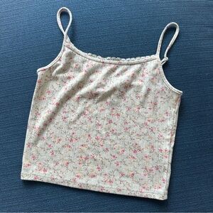 Forever 21 Green and Pink Spaghetti Strap Crop Camisole